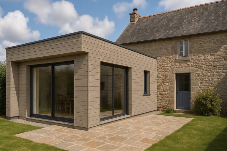 extension bois sur maison ancienne